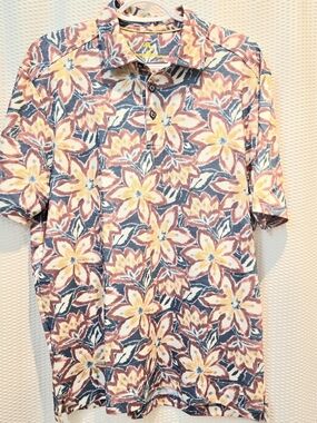Tommy Bahama Floral Polo in Pink, Blue & Yellow Med